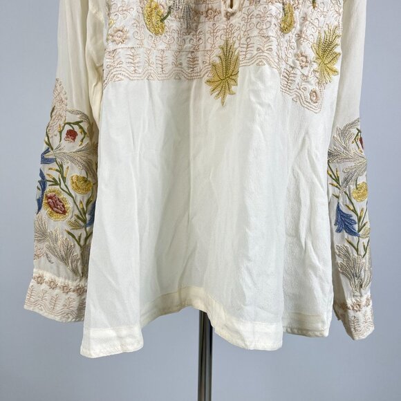 NWOT Johnny Was Biya Embroidered Floral Silk Button-Down Shirt Blouse Sz S - Picture 4 of 12
